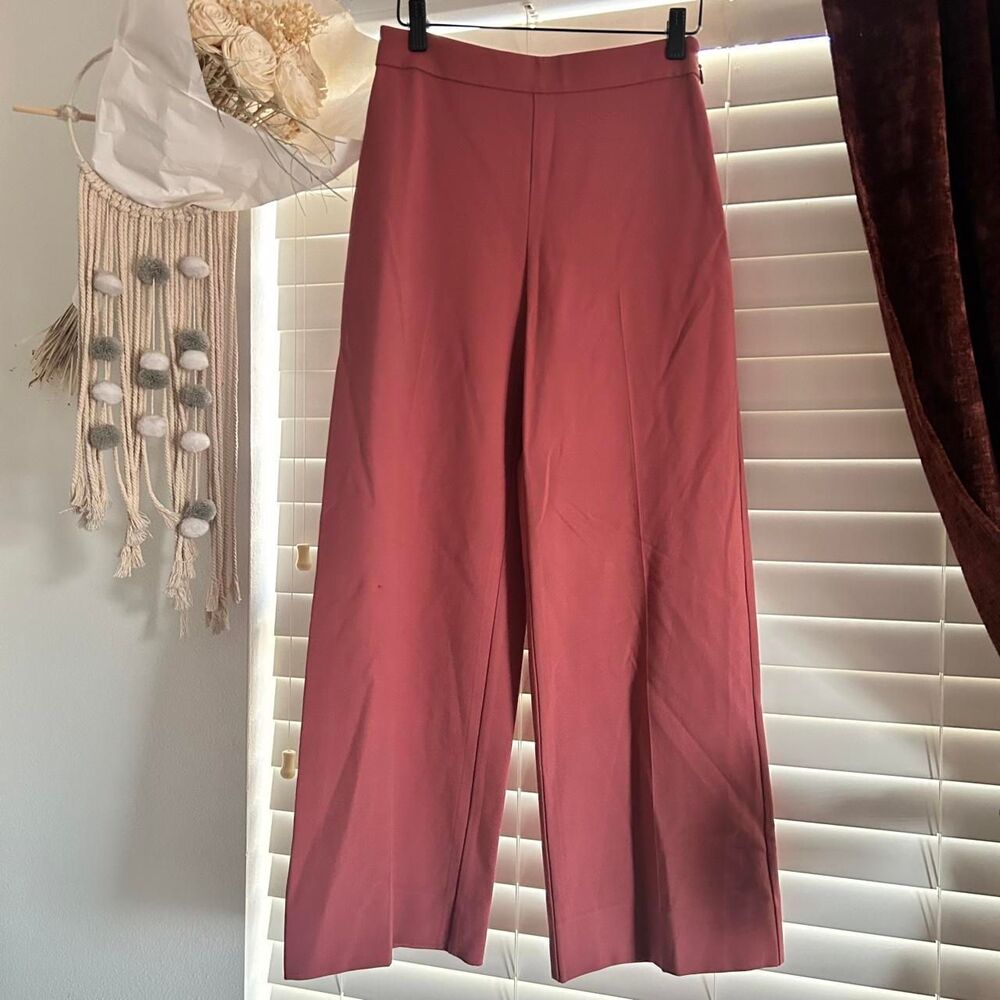 Rebecca Taylor Mauve Pink Wide Leg Trousers Size 0 Quiet Luxury Office work